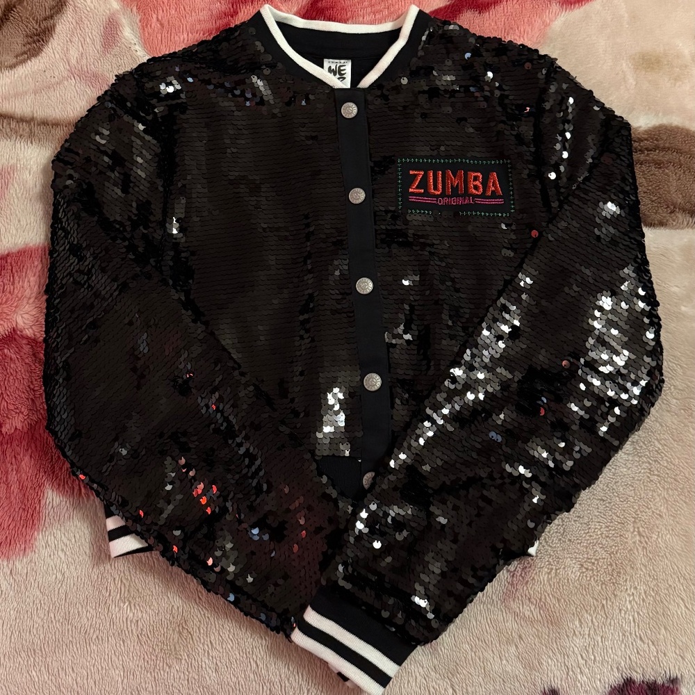 Zumba Black Sequin Jacket, Size XS